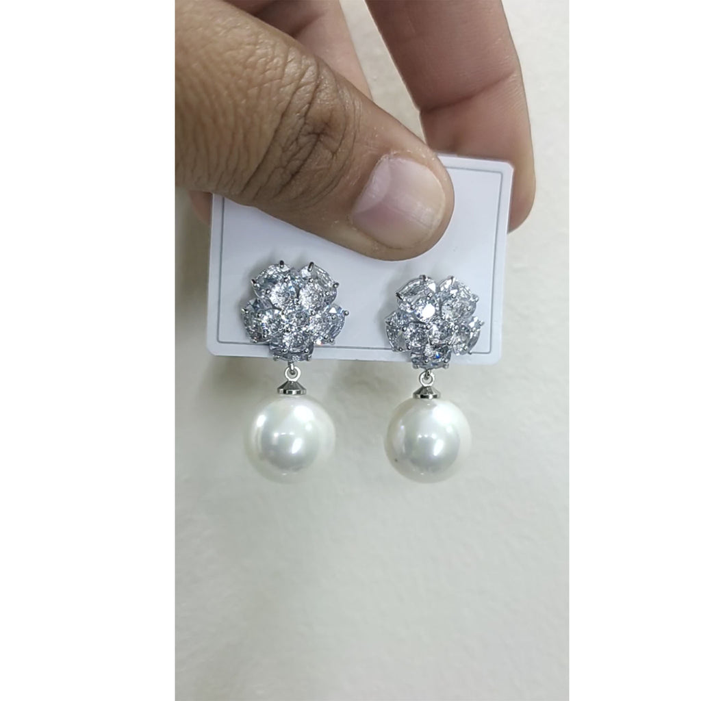 Enchanted Bloom Pearl Drop Earrings