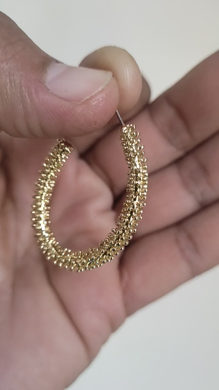 Stardust Textured Gold Crescent Hoops