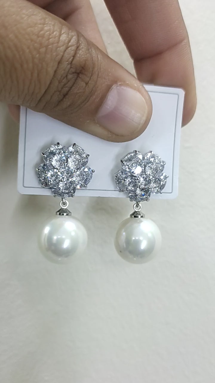 Enchanted Bloom Pearl Drop Earrings